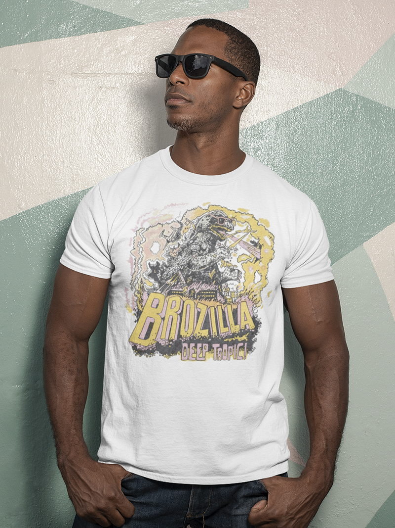 Brozilla | Deep Tropic Short Sleeve Tee Vintage Style White T-Shirt